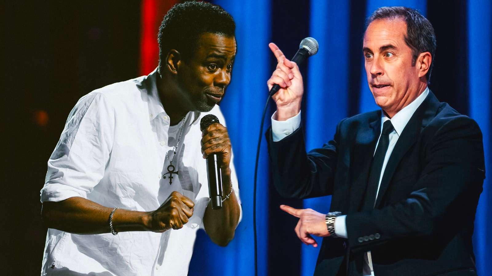 Chris Rock and Jerry Seinfeld in their Netflix stand-up comedy specials