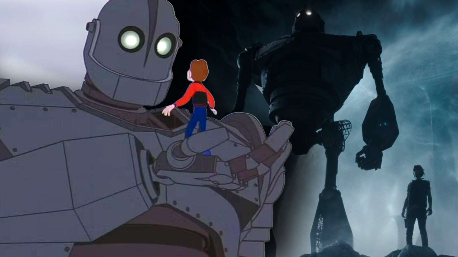 A still from The Iron Giant and Ready Player One