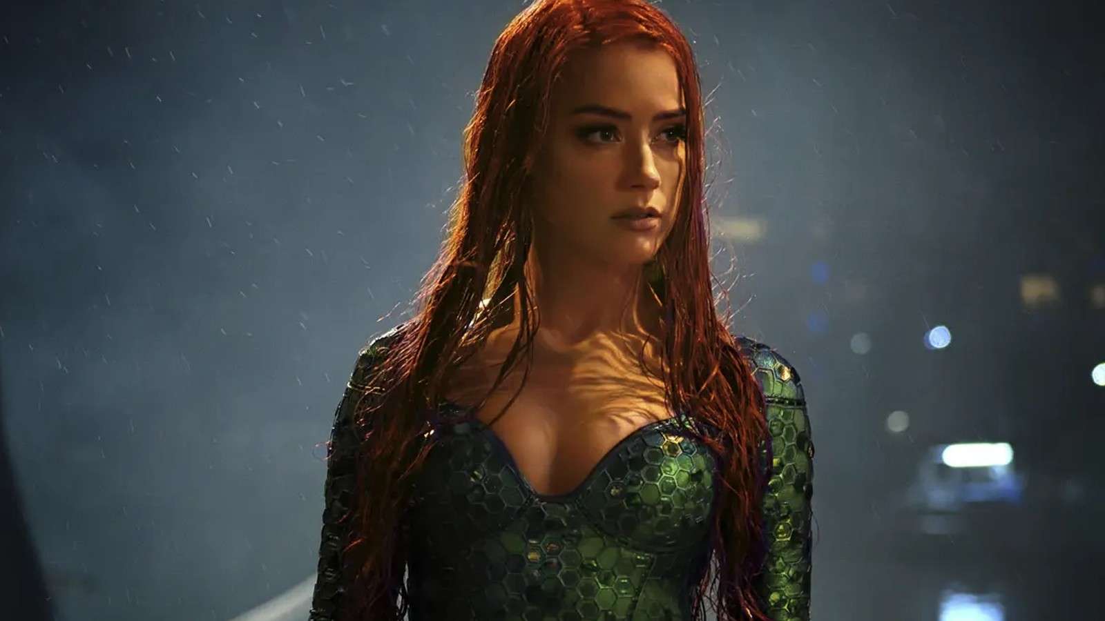Amber Heard on land in Aquaman 2.