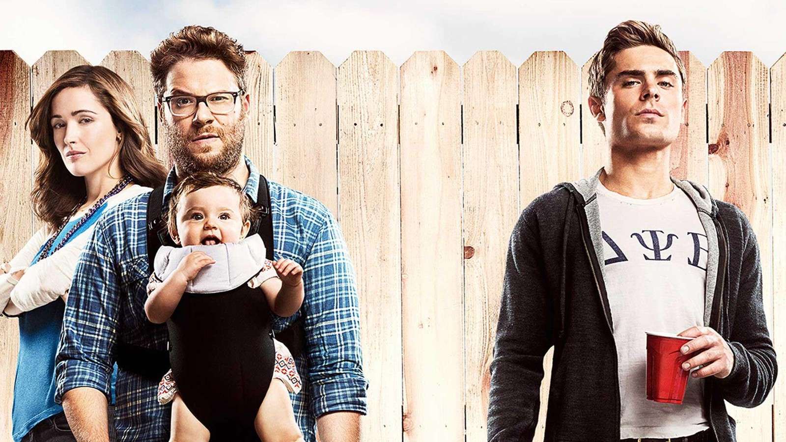 Rose Byrne, Seth Rogen and Zack Efron on the Neighbors poster.
