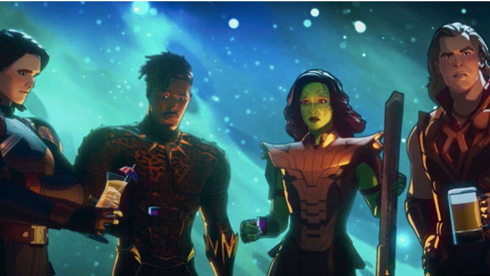 Captain Carter, Erik Killmonger, Gamora, and Thor