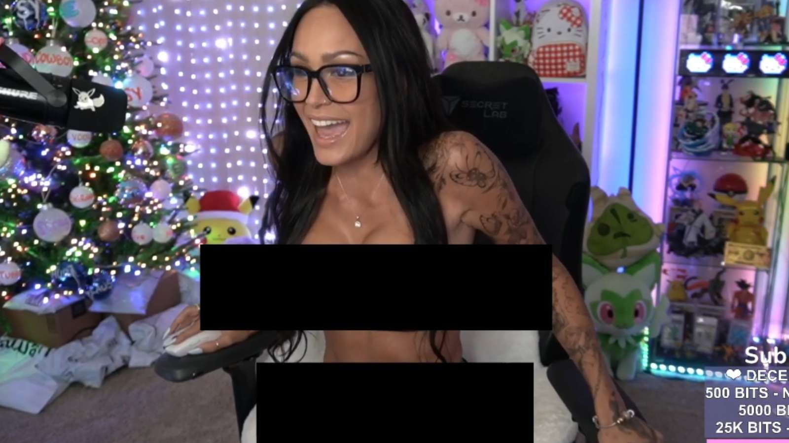 twitch streamer is nude except censor bars