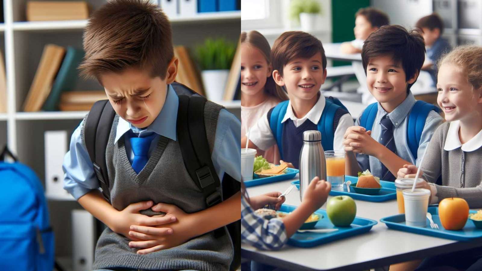 school bully falling ill as students eat lunch
