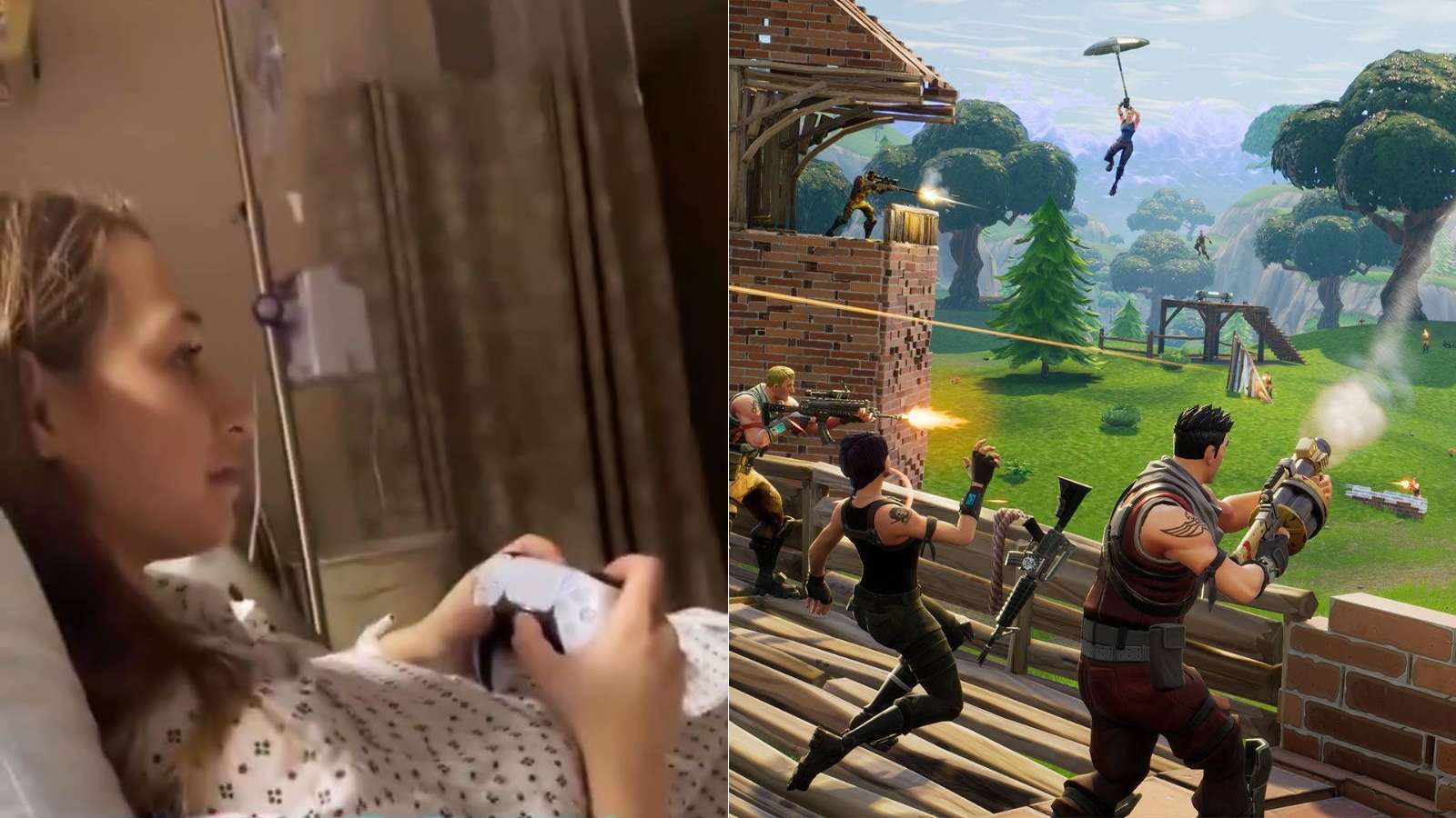 Mum playing Fortnite in a hospital