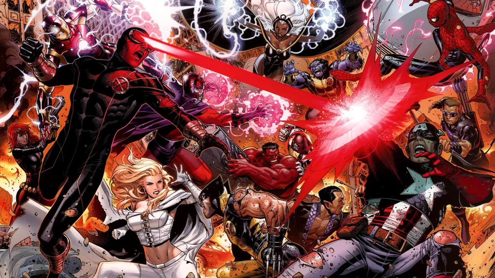 Splash art from the Avengers vs X-Men crossover specials