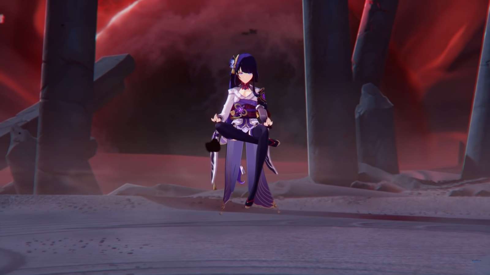 A screenshot from the Raiden Shogun trailer