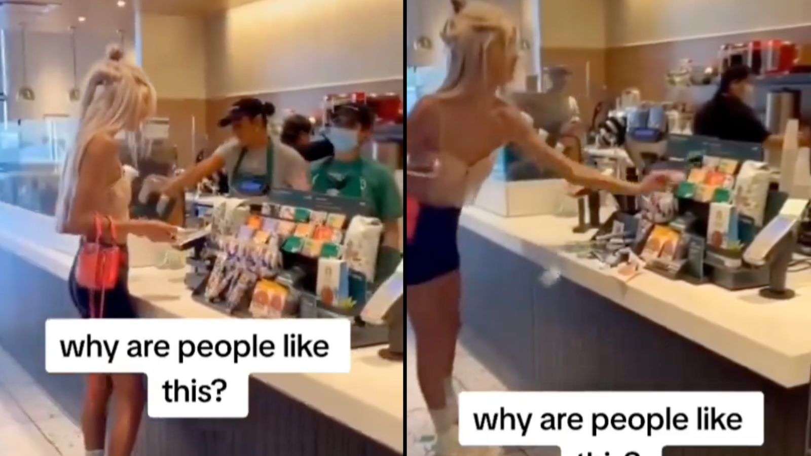 Woman destroys display in Starbucks dispute