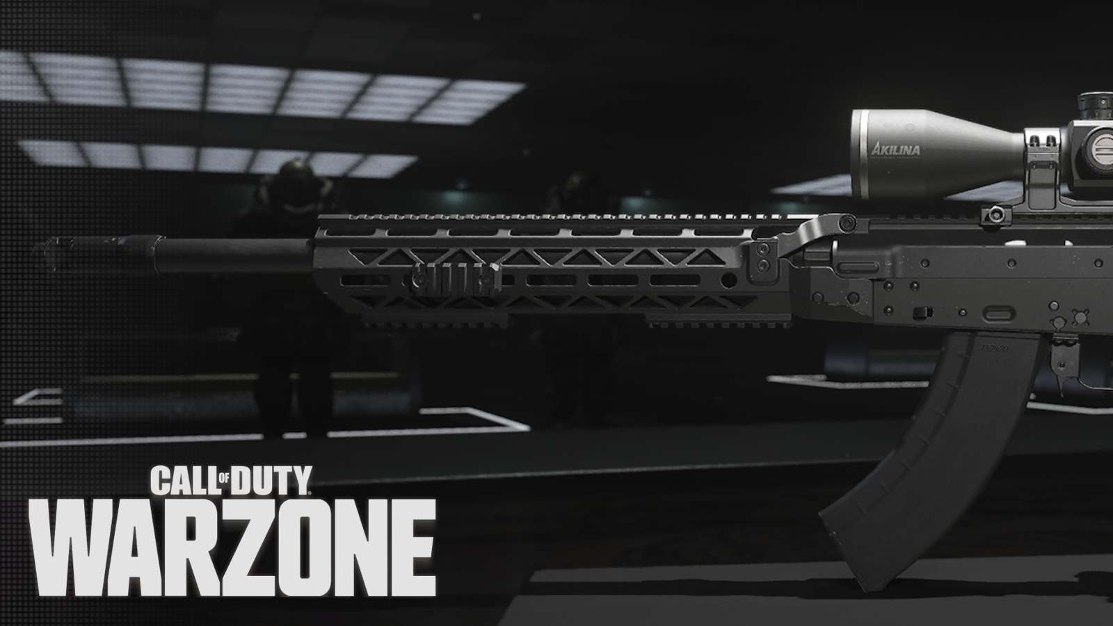 Longbow sniper rifle with Warzone logo.