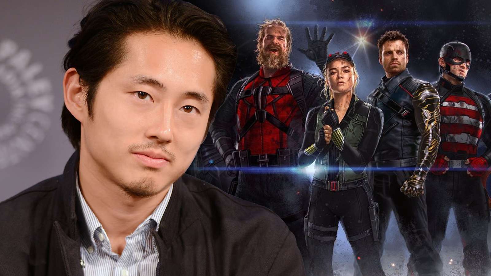 Steven Yeun and concept art for Thunderbolts
