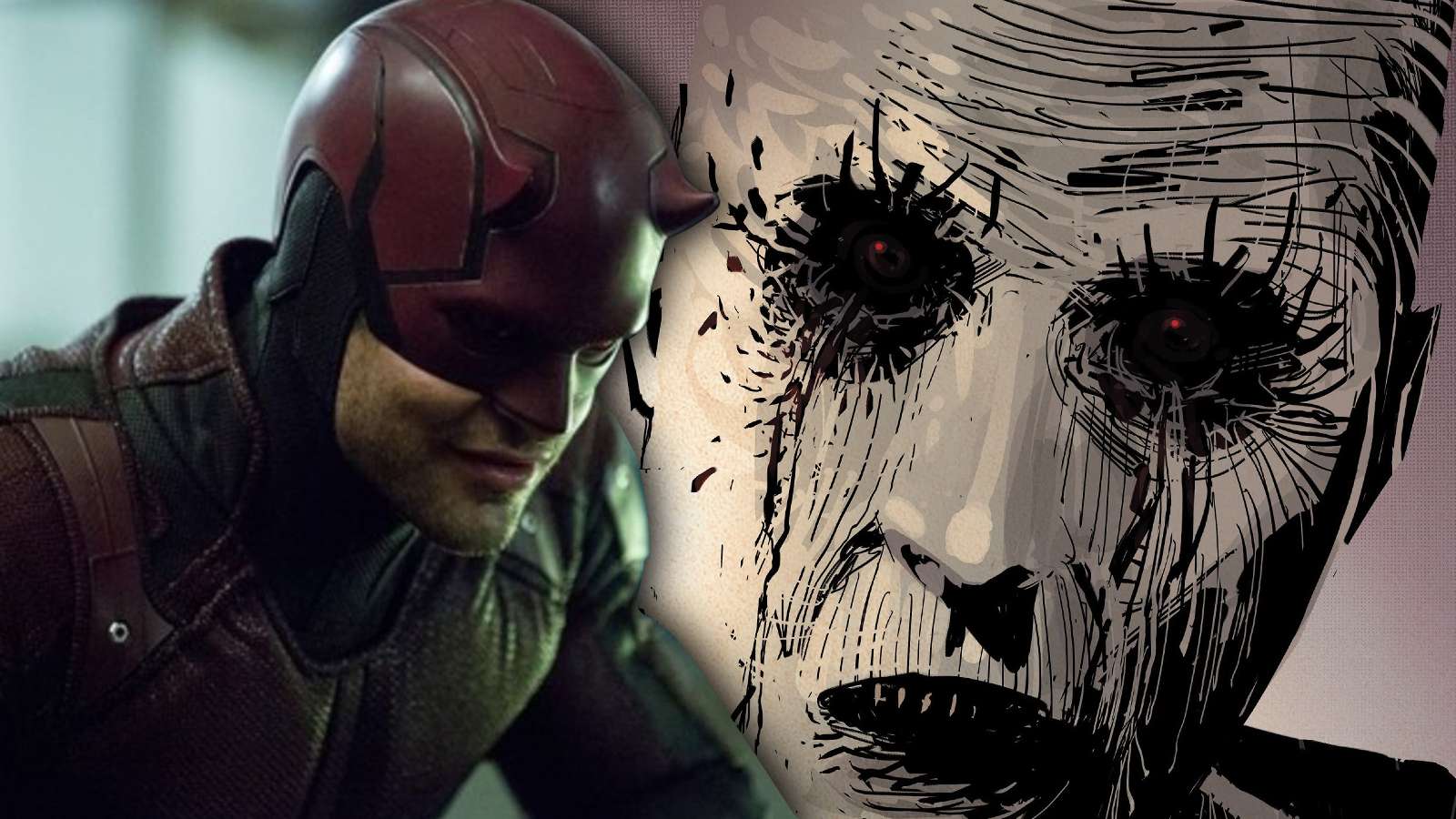 Charlie Cox as Daredevil and comic artwork of Muse