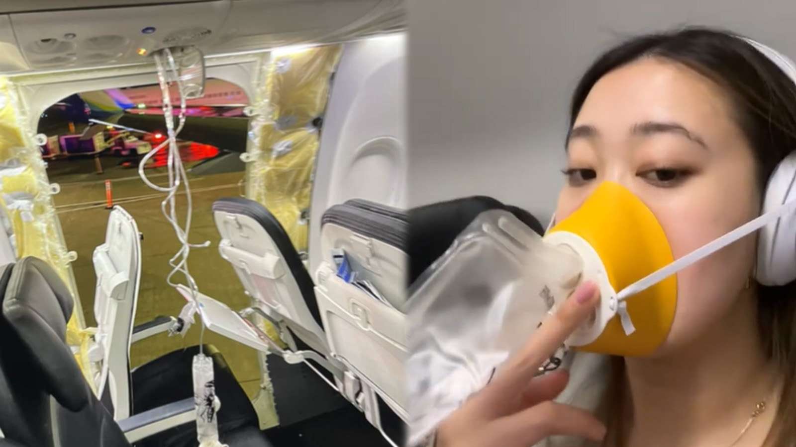 Passenger captures aftermath on Alaska Airlines as window blows out mid-flight