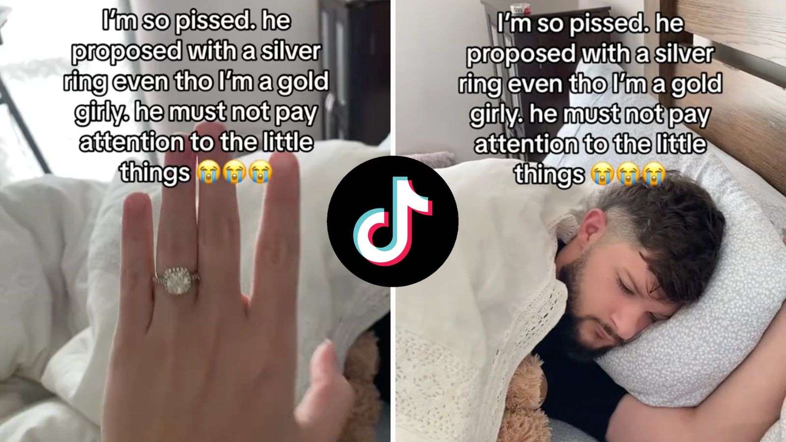 TikToker furious after boyfriend proposes with silver engagement ring