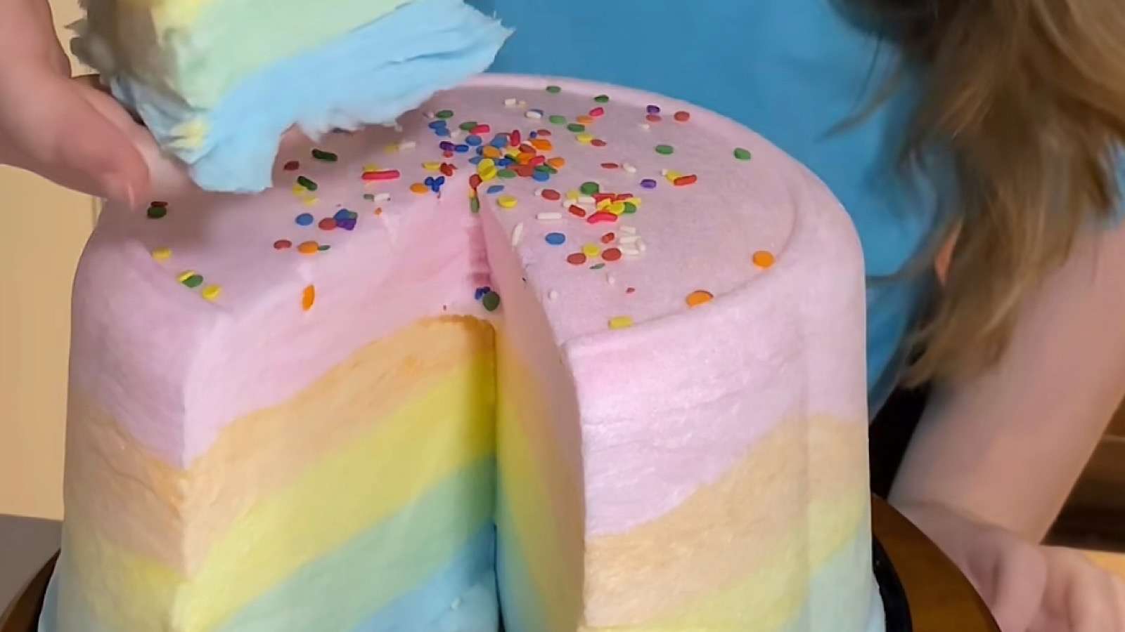 cotton candy rainbow cake