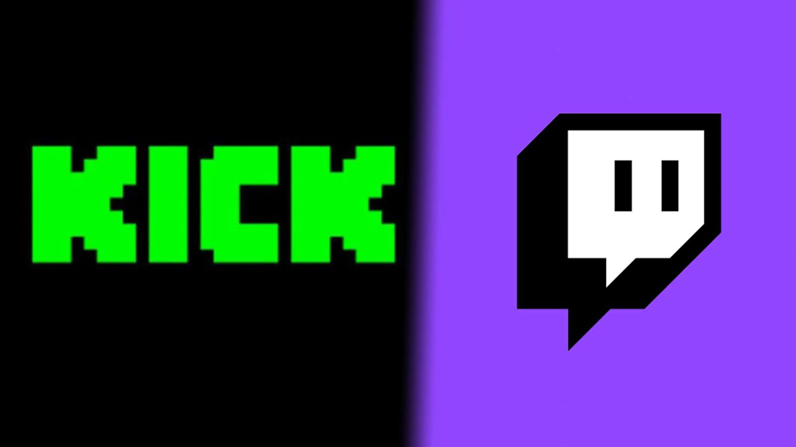 Kick logo next to Twitch logo