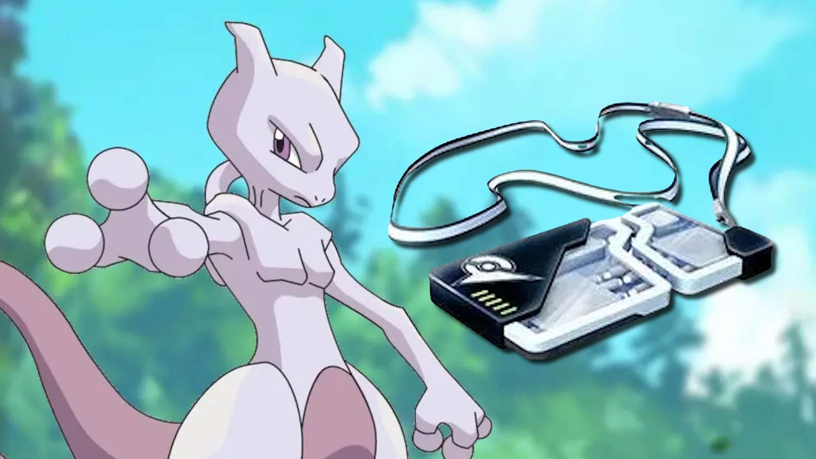 Mewtwo next to EX Raid Pass feature that was reportedly removed from Pokemon Go.