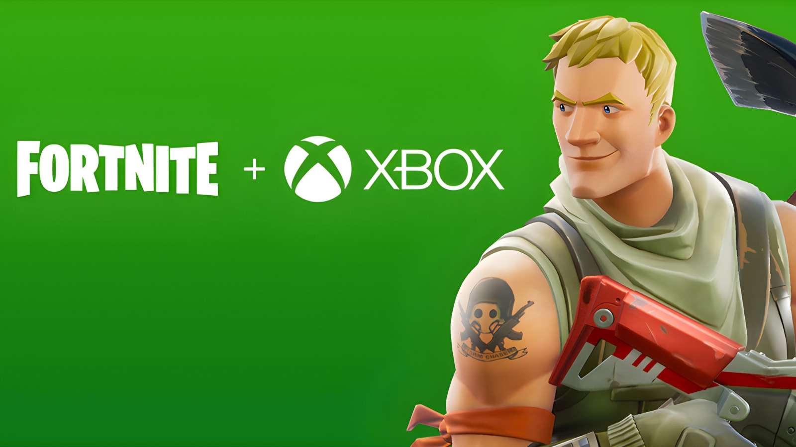 Fortnite and Xbox logos with Jonesy
