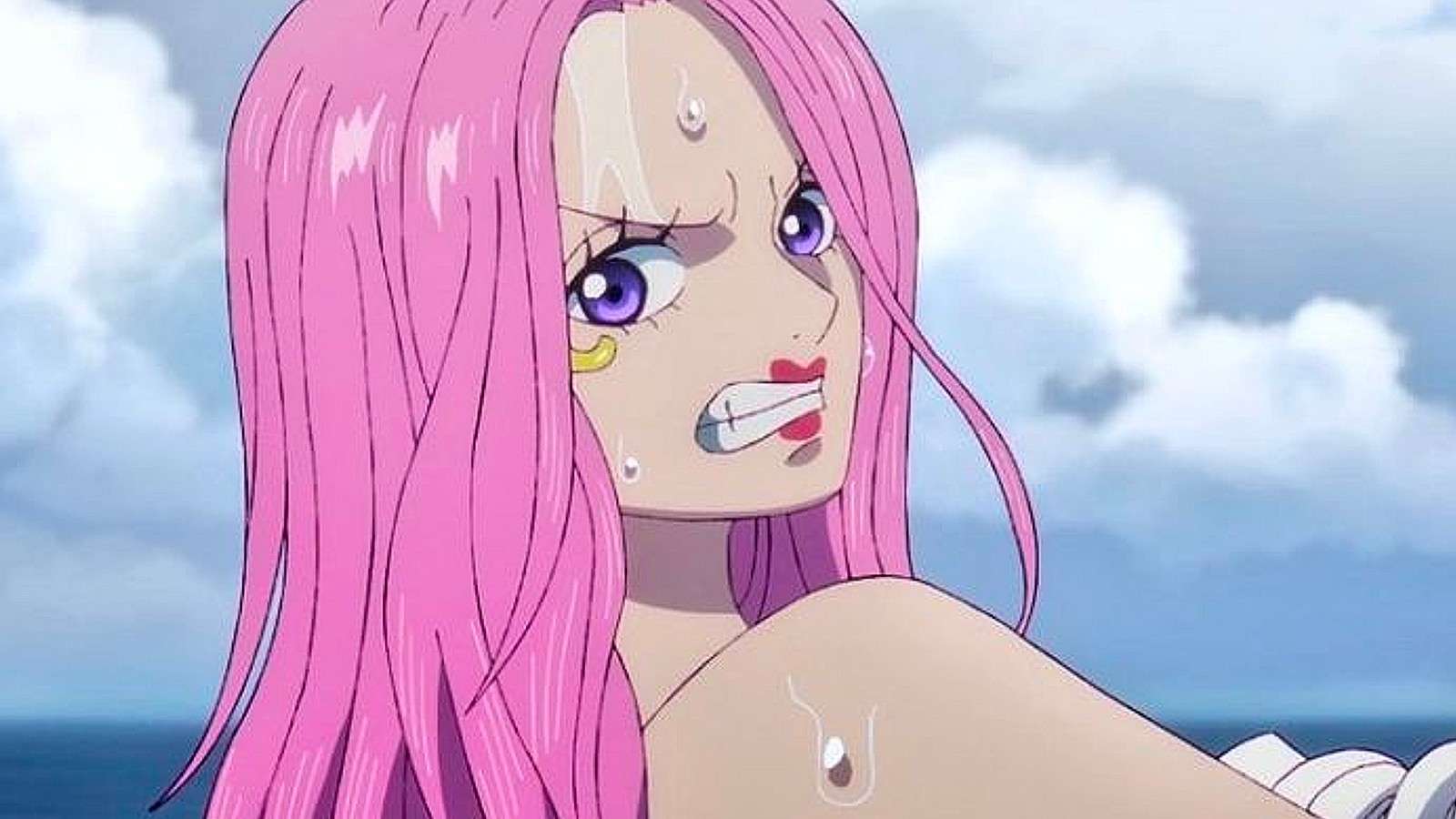 A still of Bonney in the controversial bath scene in One Piece