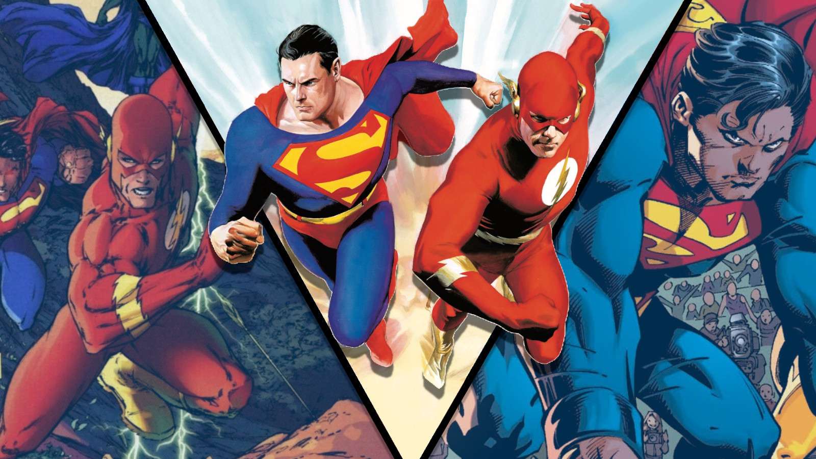 Superman races the Flash in DC Comics