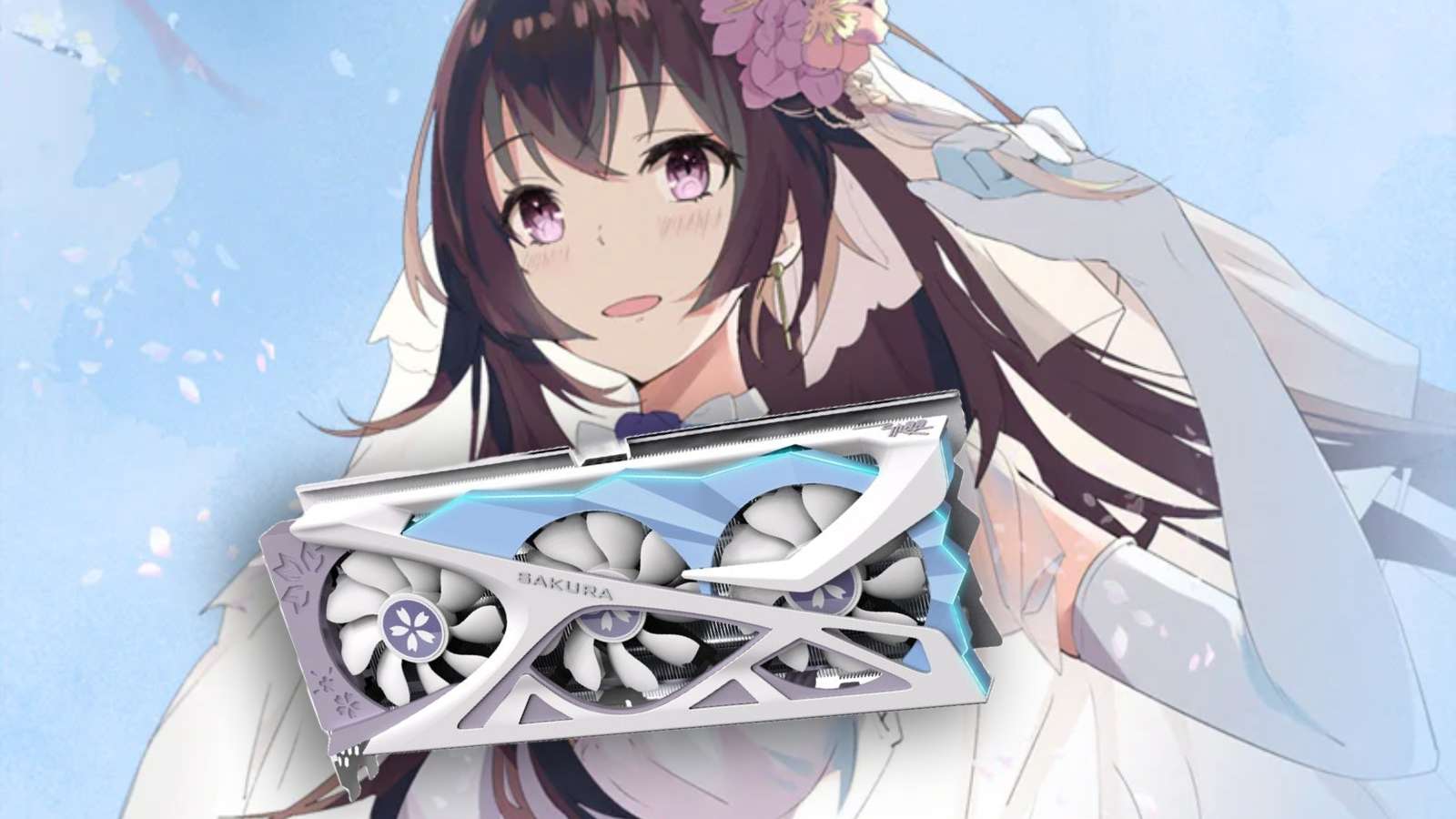 Yeston Sakura GPU on anime girl background