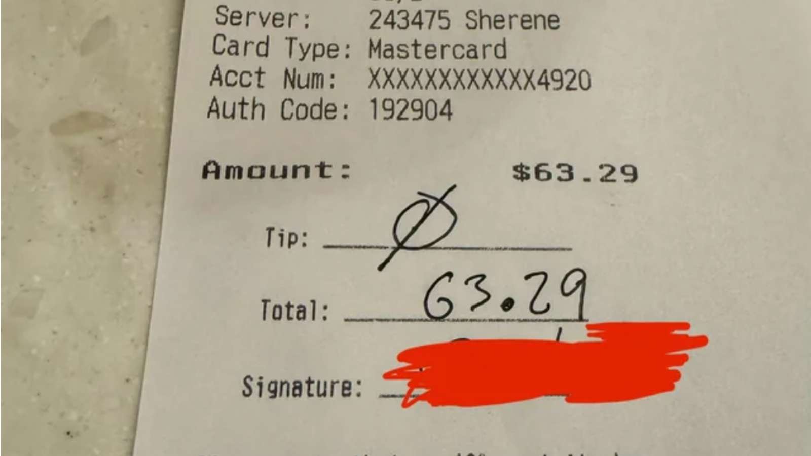 Customer refuses to tip
