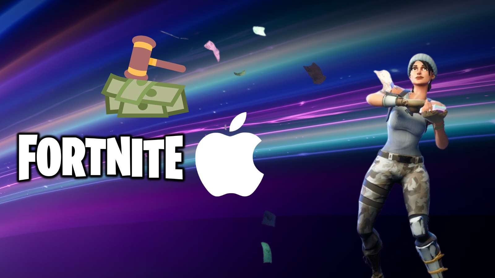Fortnite make it rain emote with apple logo