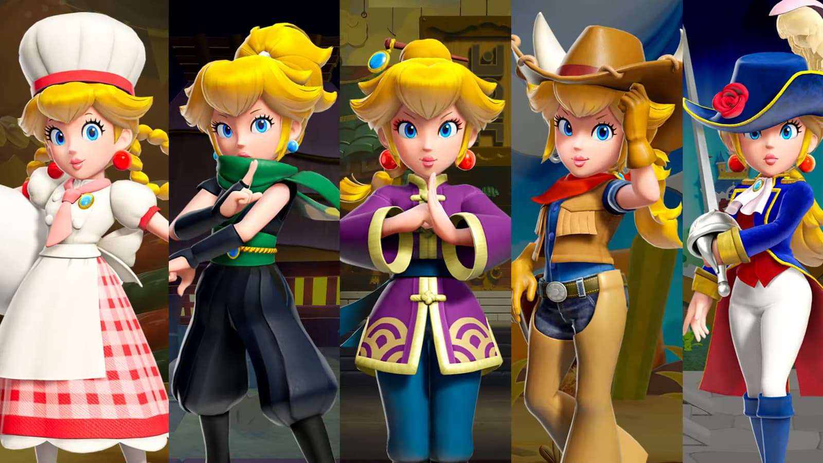 Princess Peach Showtime all revealed costumes