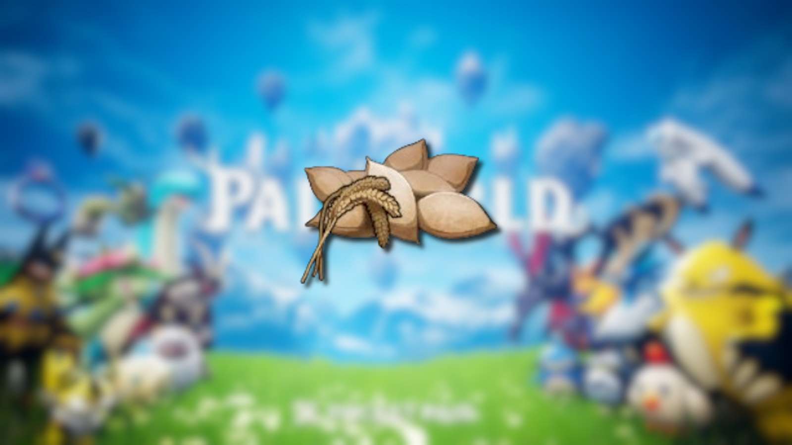 Wheat seeds in front of palworld promo art.
