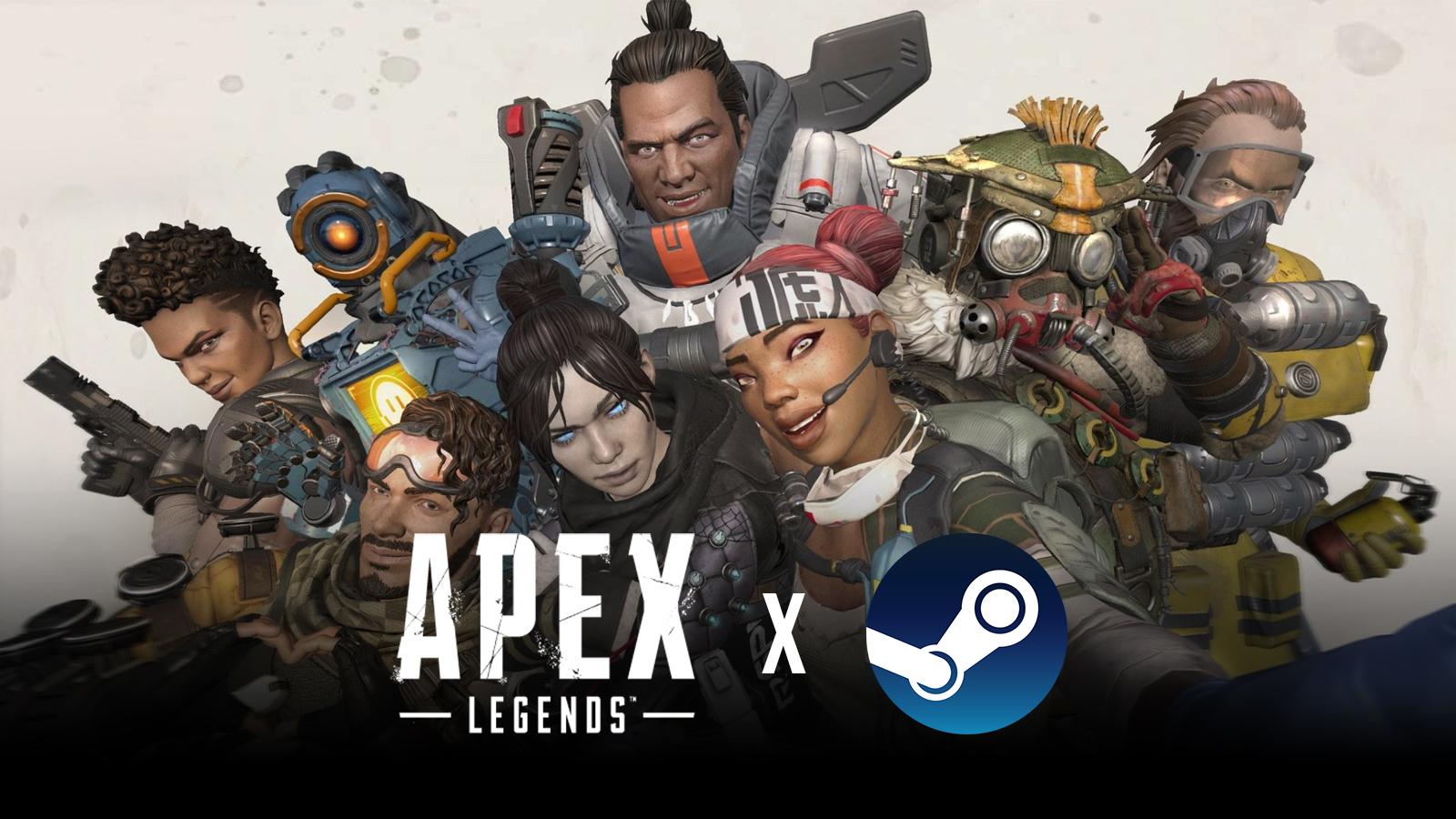 All Apex Legends launch characters with Steam logo