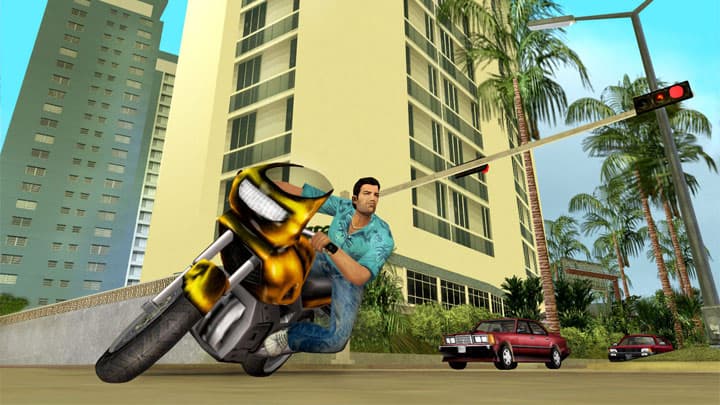 An image of a player in Vice City.