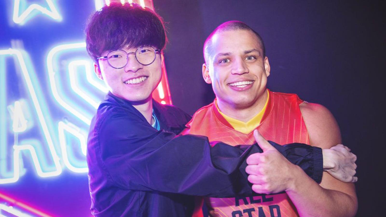 Faker hugging Tyler1 at League of Legends All-Stars 2019