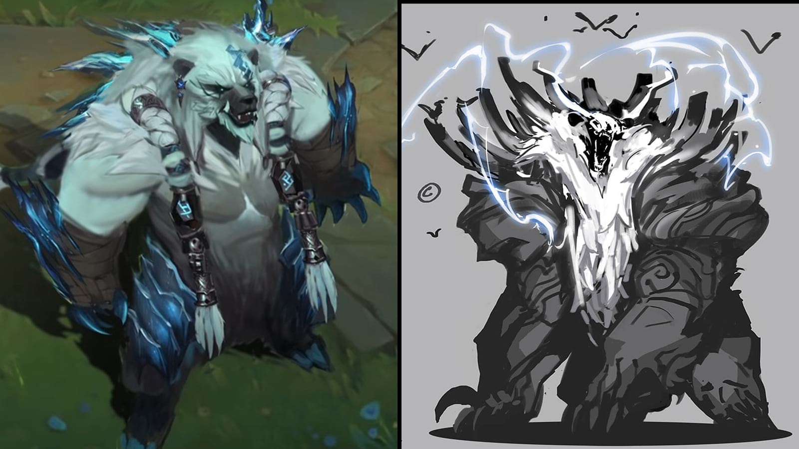 Volibear VGU in League of Legends next to concept art