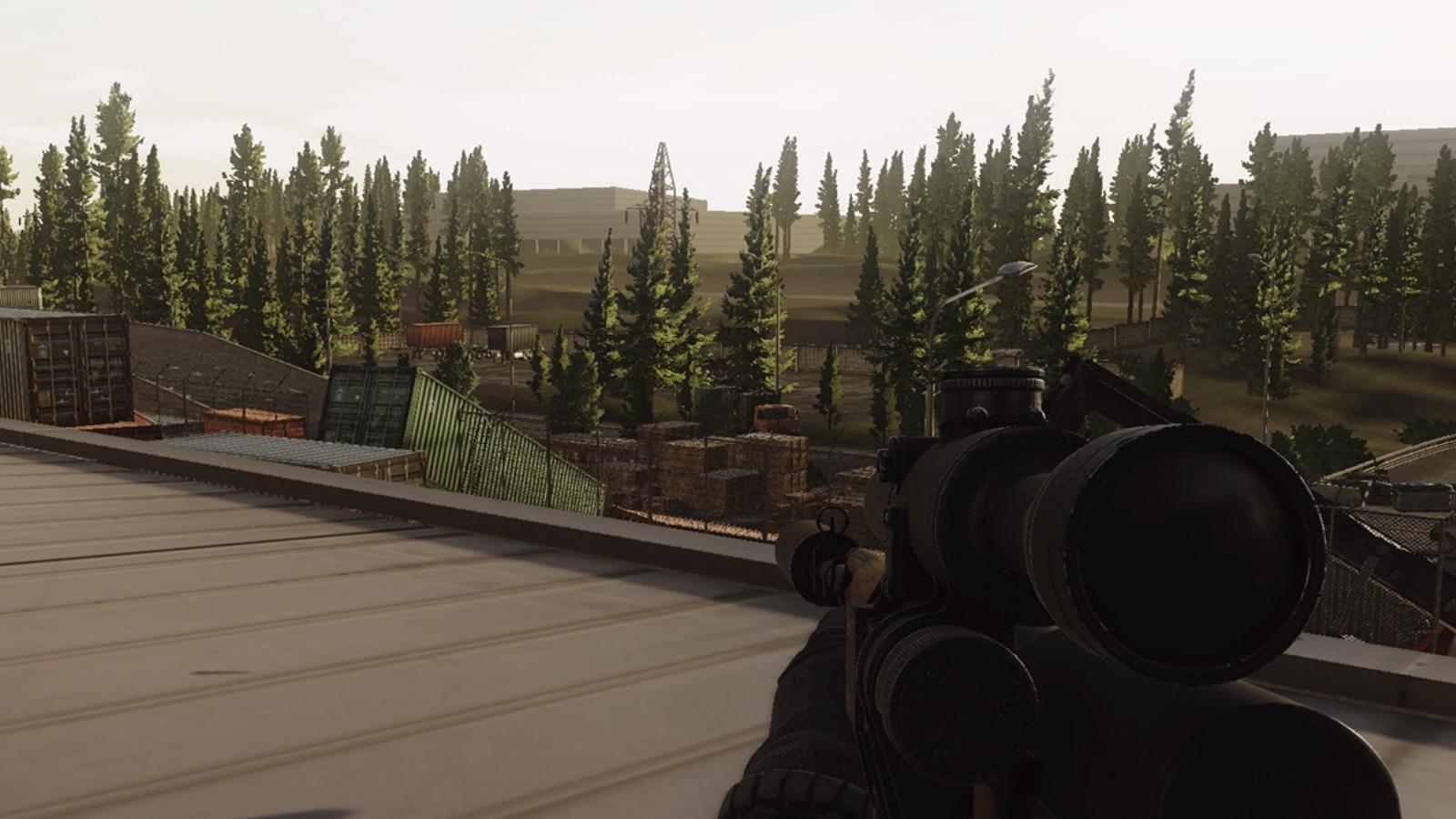 Exit camping in Escape from Tarkov with a sniper rifle on top of a roof