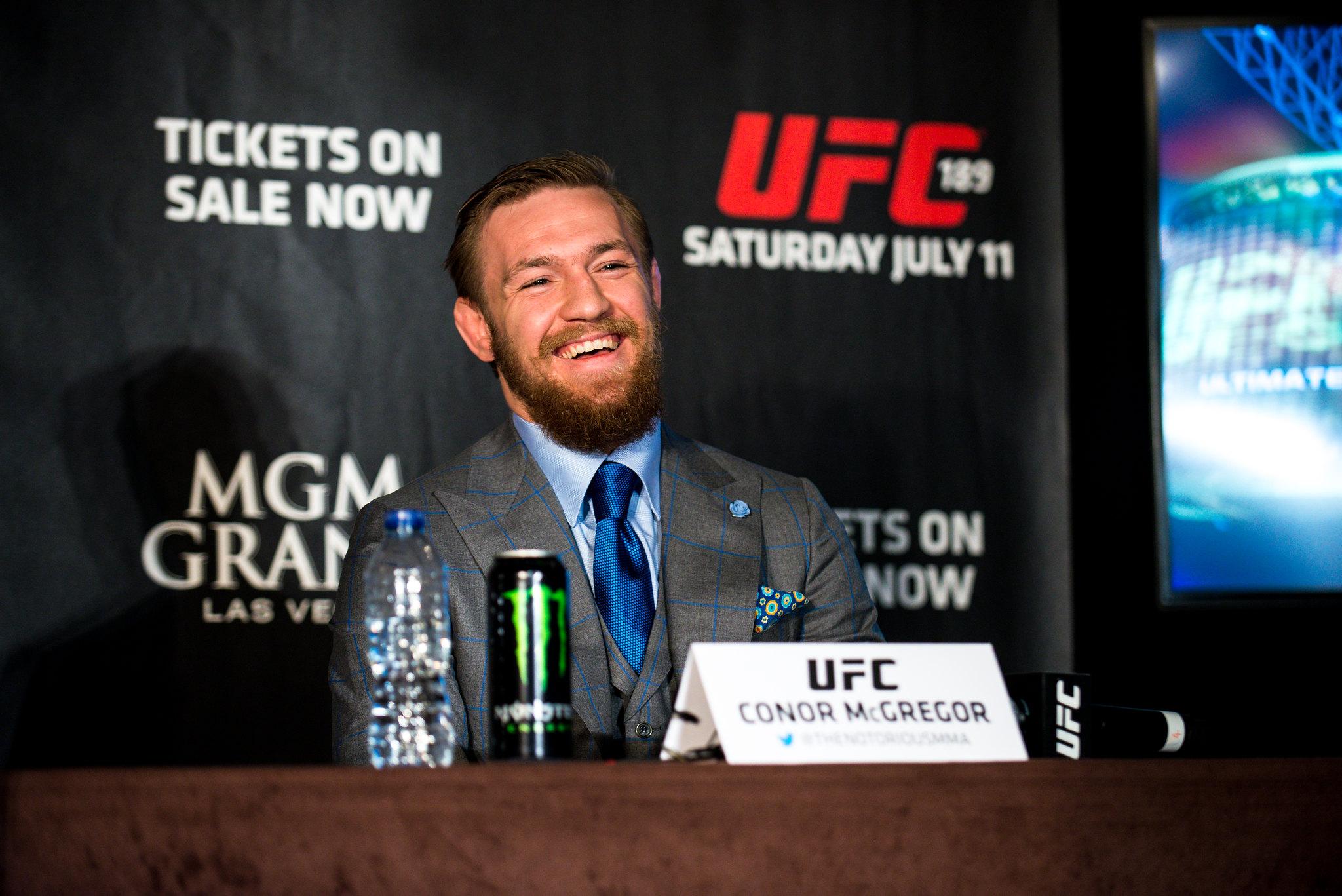 Conor McGregor at the Aldo vs McGregor press conference for UFC 189.