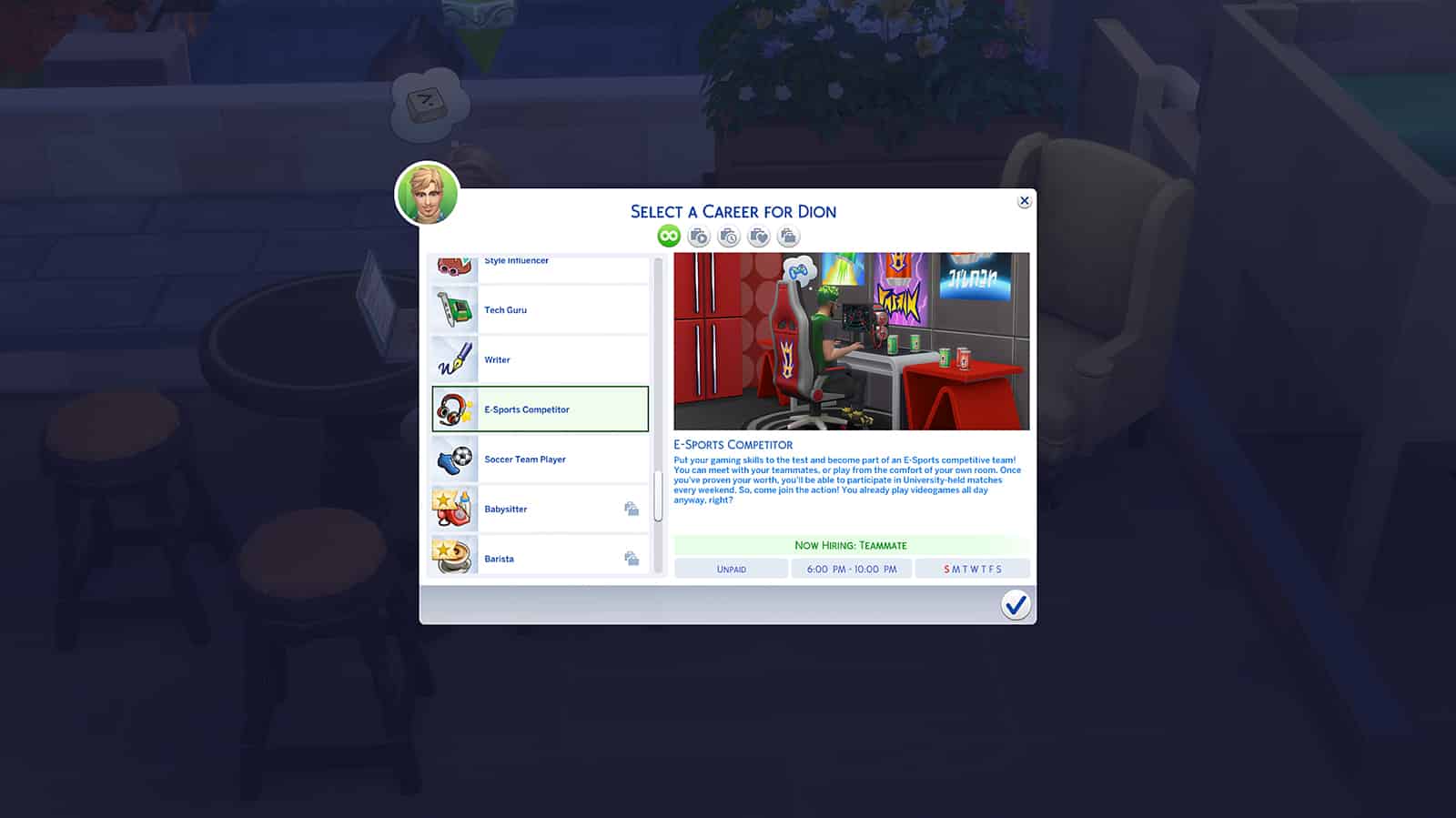 Esports Competitor Sims 4