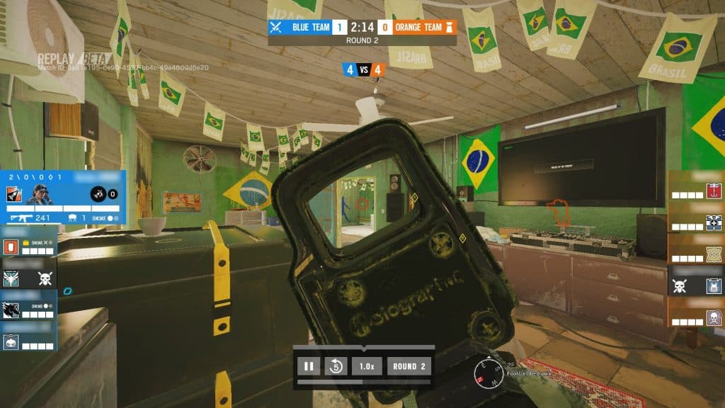 Rainbow Six match replay in-game on Favela playing Ash