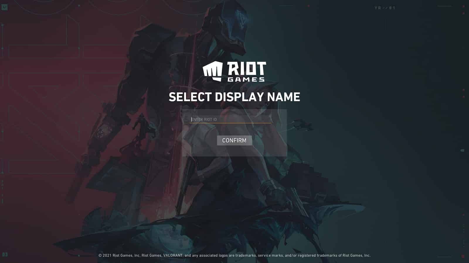 Valorant display name choosing screen
