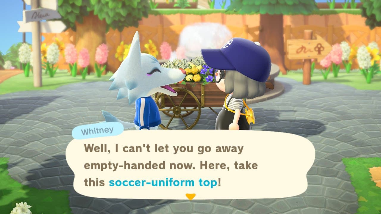 Whitney giving a gift in Animal Crossing: New Horizons