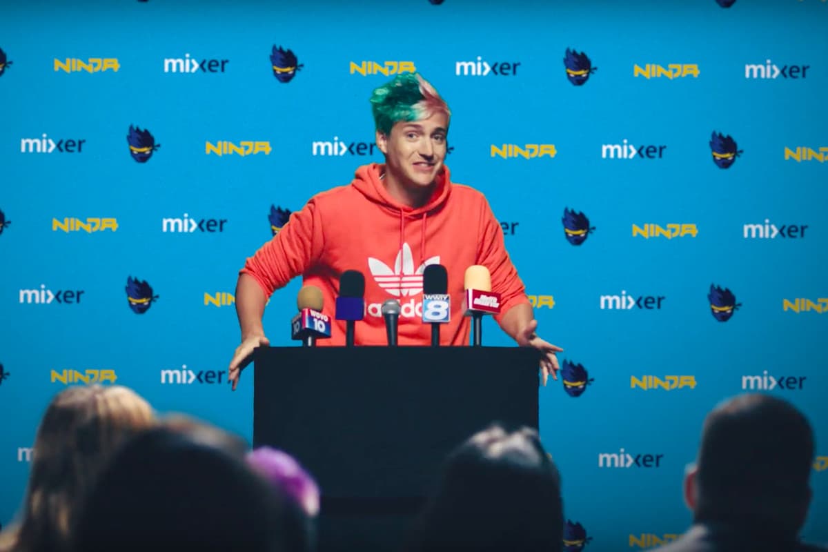 Ninja speaking to press about Mixer move.