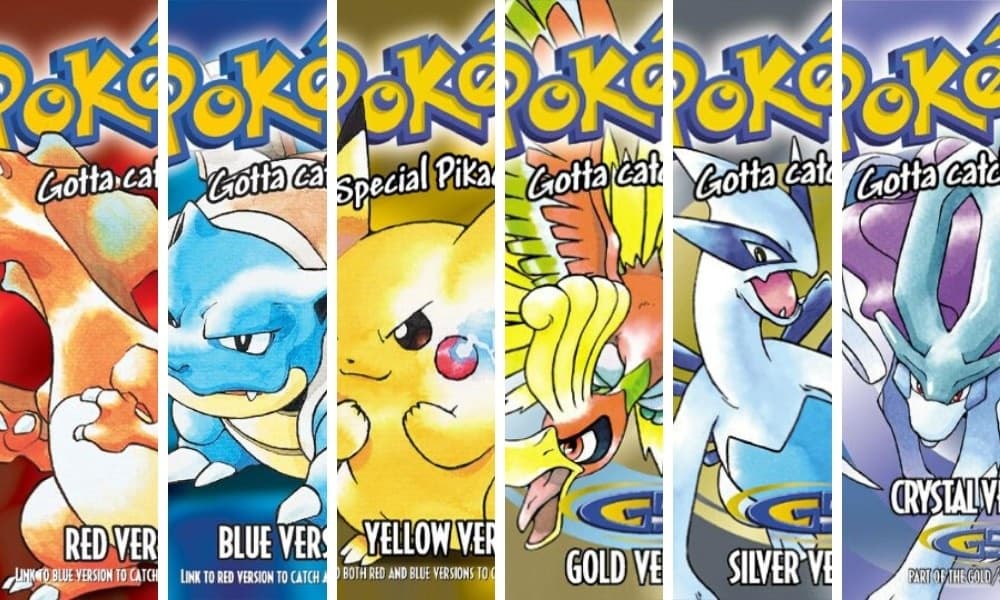 Pokemon Red Blue Yellow Gold Silver Green Version Set of 6 