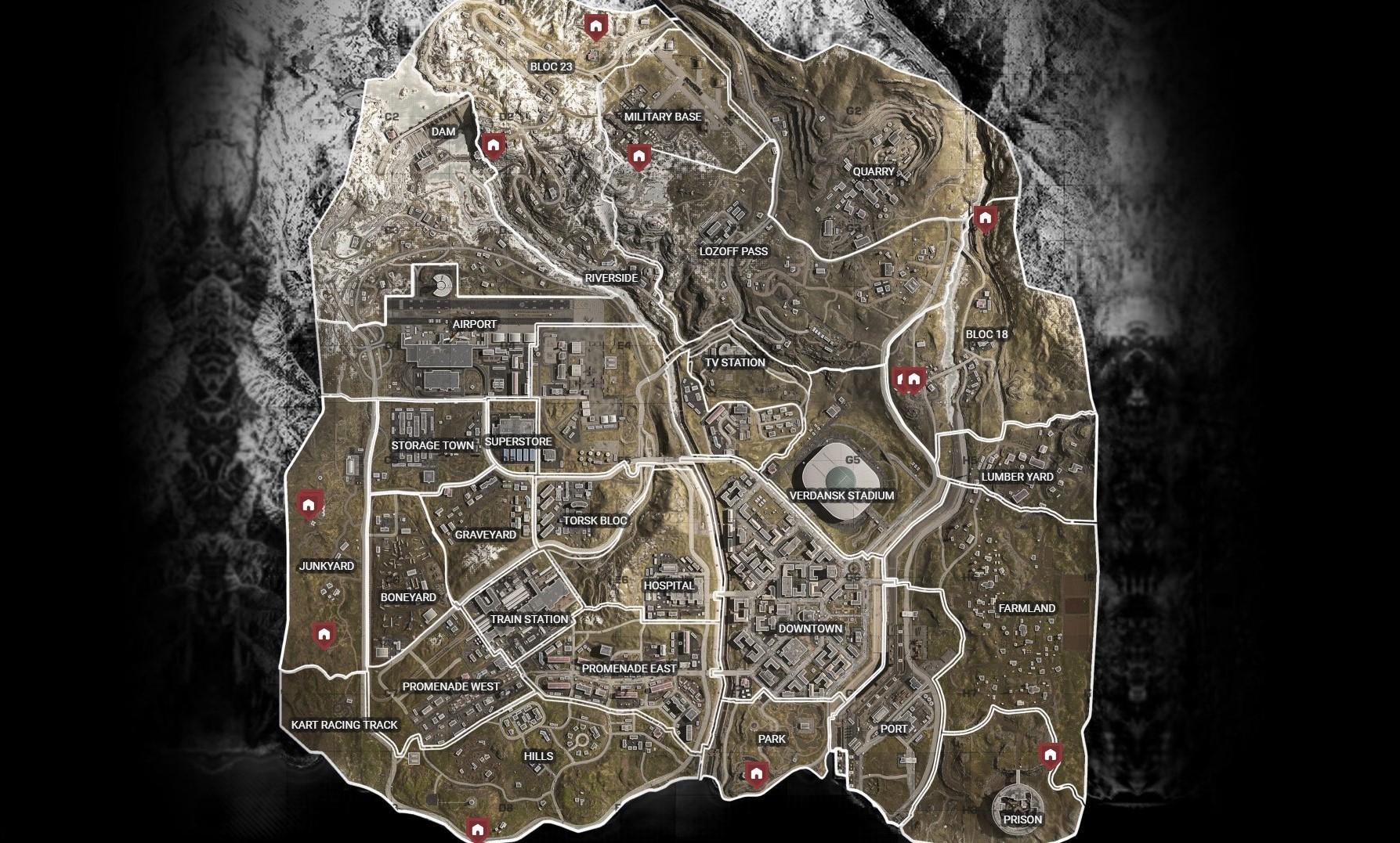 Warzone's bunker locations.