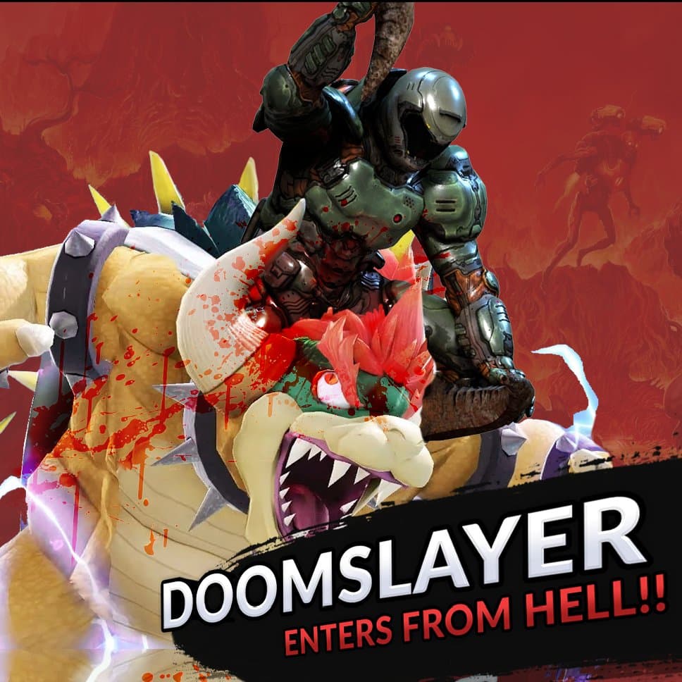 Doomslayer kills Bowser in Smash Ultimate