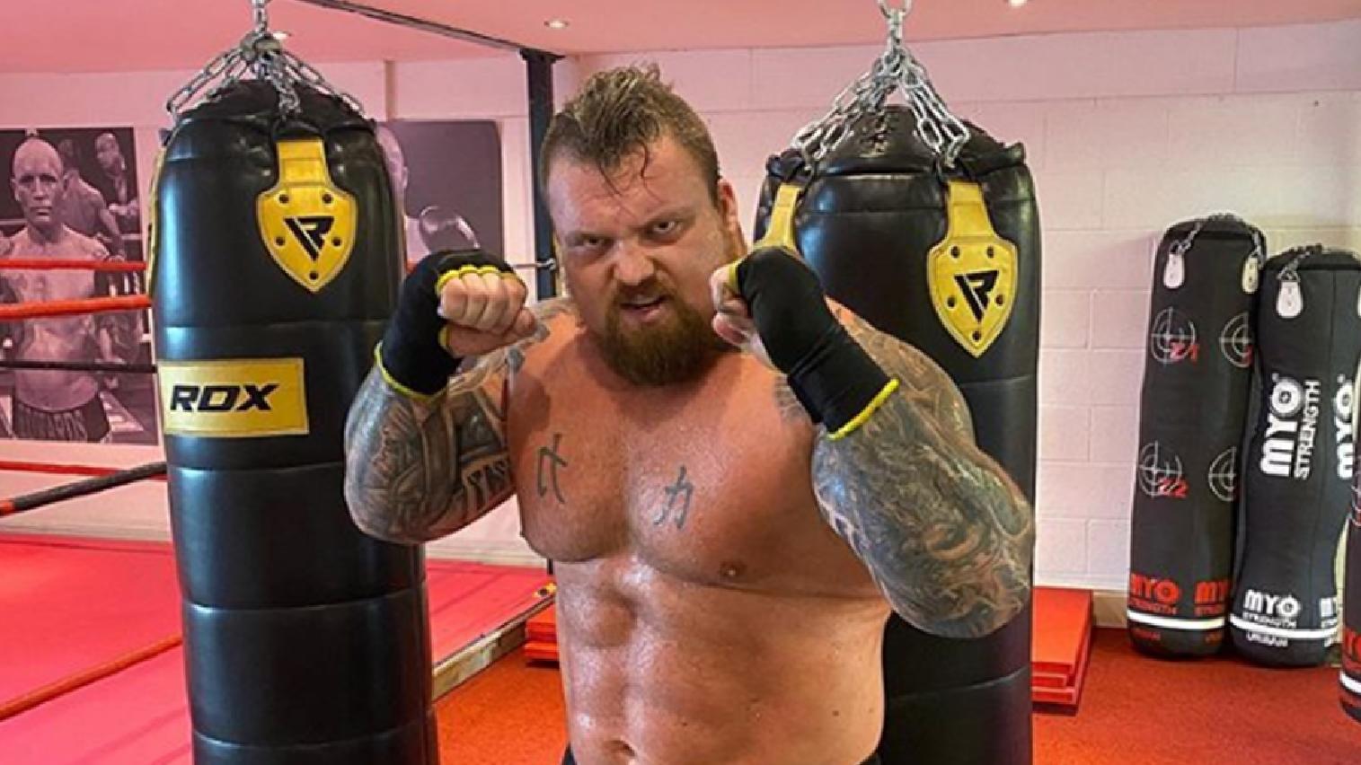 Eddie Hall with fists clenched.