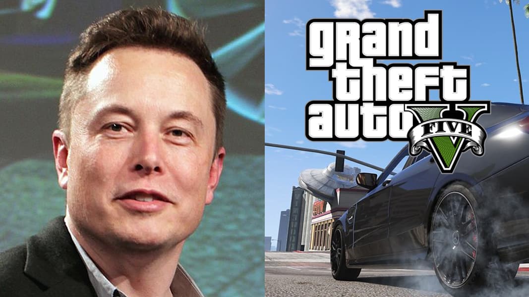 Elon Musk next to a car in GTA V