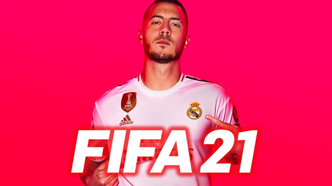 Eden Hazard with FIFA 21 logo