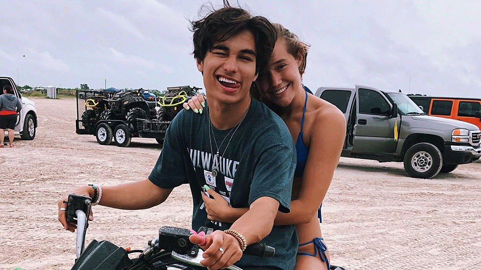 Kio Cyr and Olivia Ponton riding an ATV