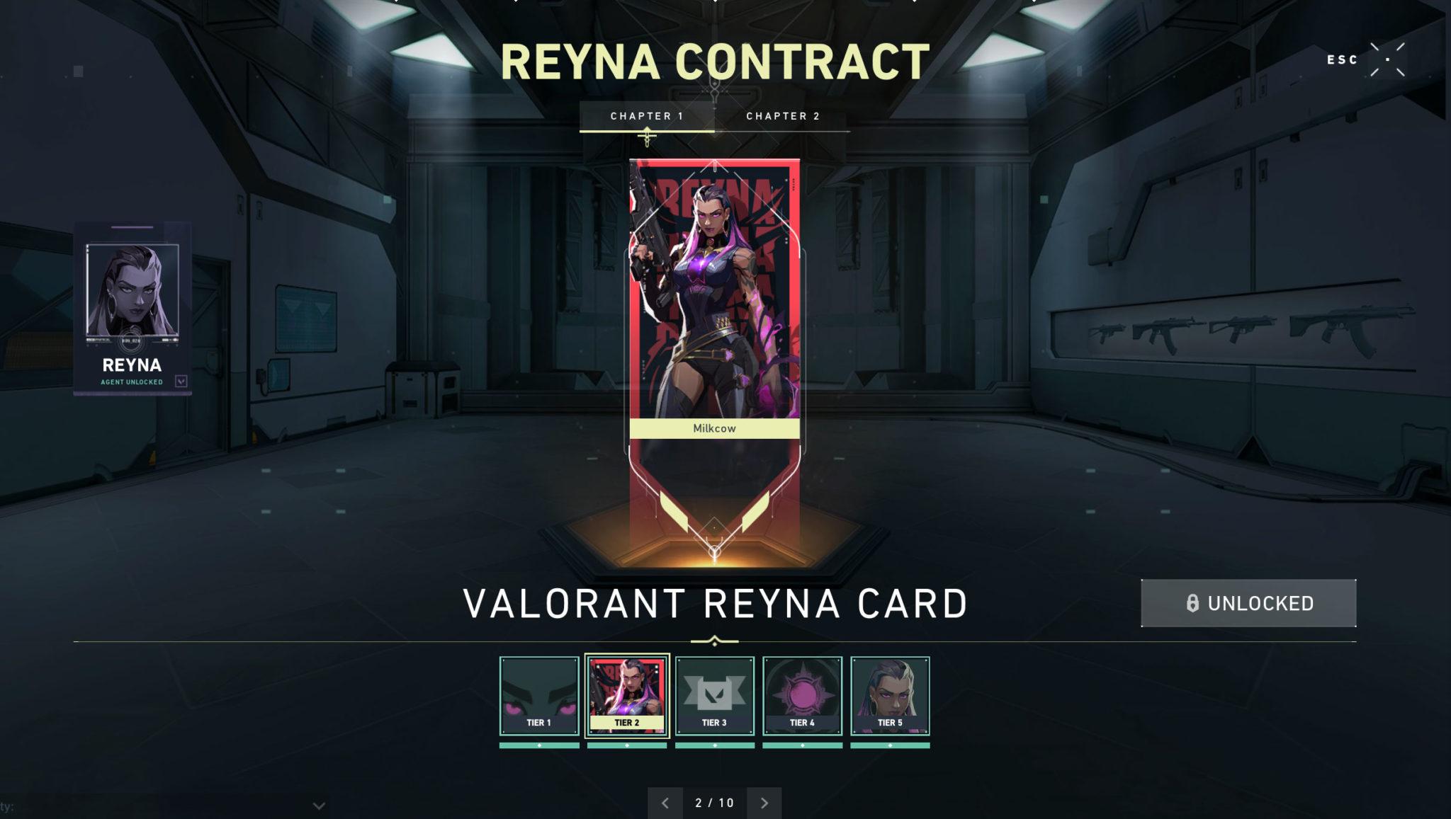 Reyna's Agent Contract in Valorant.