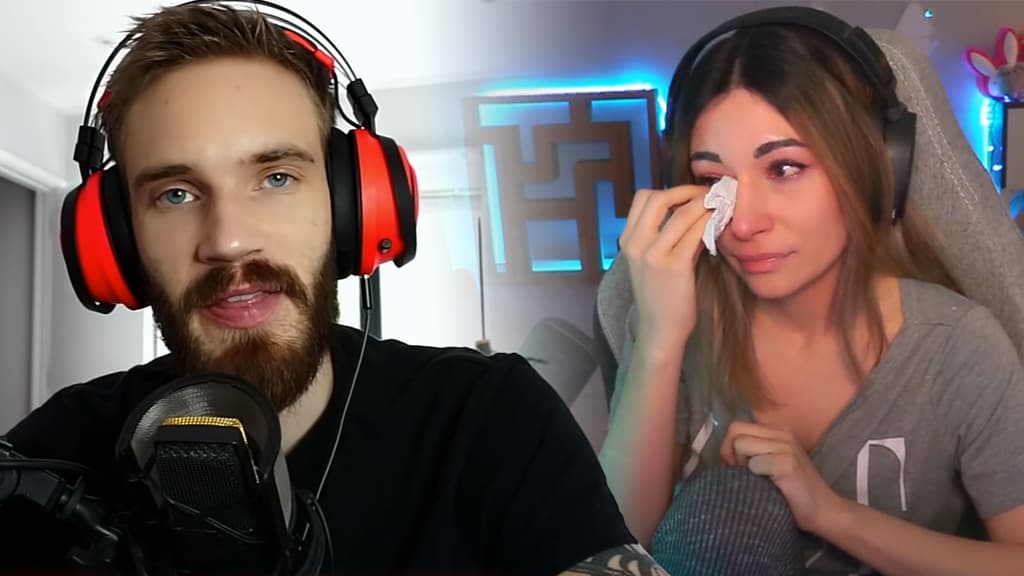 Pewdiepie side by side Alinity crying