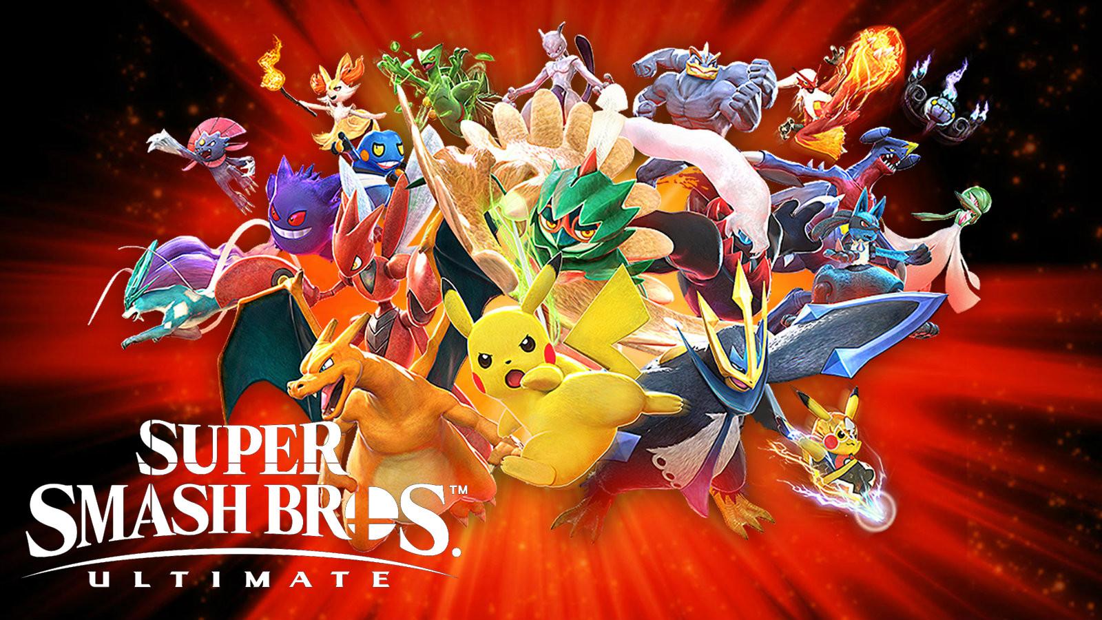 Pokken roster with Smash Ultimate logo