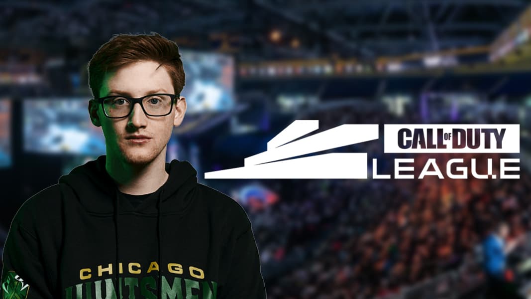 Scump and CDL logo on CoD Champs backrgound