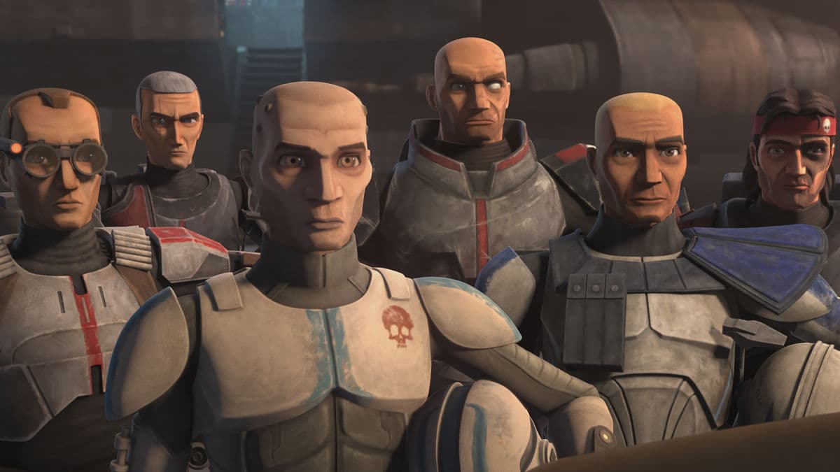 The Bad Batch stand at attention in Star Wars: The Clone Wars